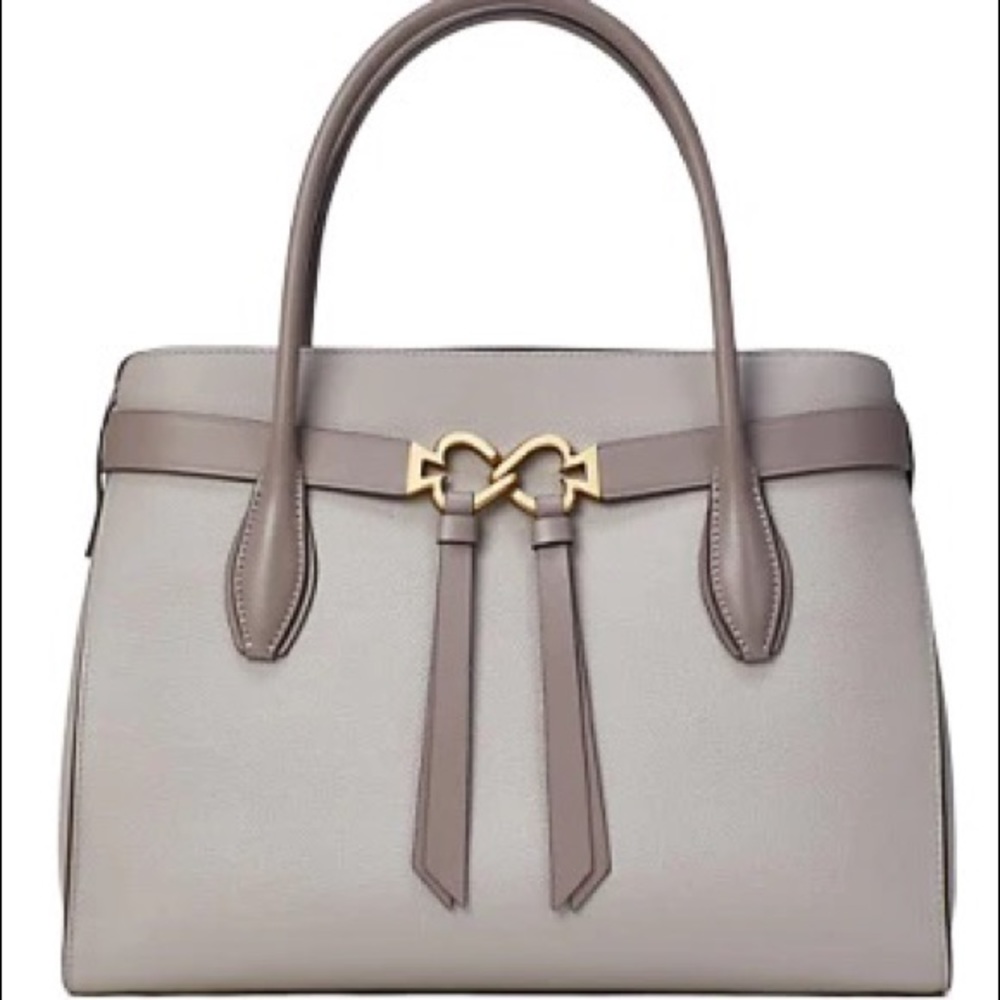 Kate Spade toujours two Toned Taupe Satchel with Gold Accents